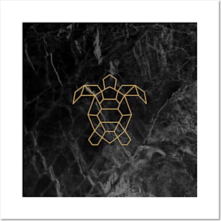 Gold Marble Turtle Posters and Art